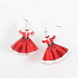 Christmas Red Dress Acrylic Dangle Earrings